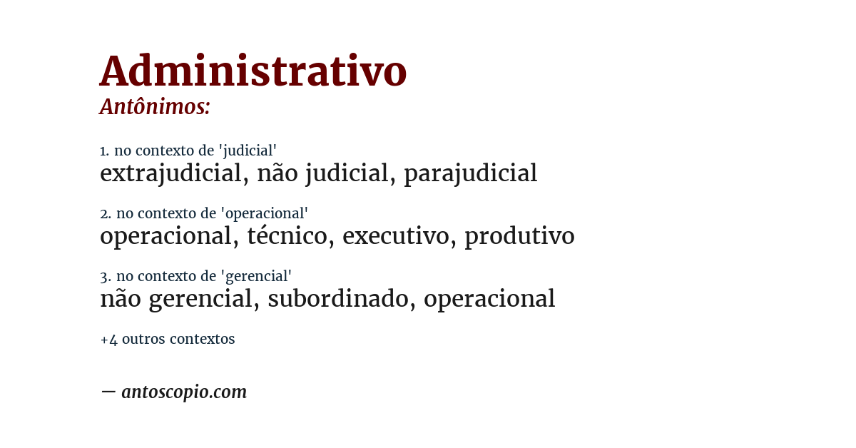 Antônimo de administrativo