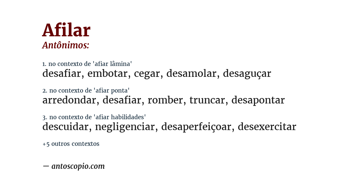 Antônimo de afilar