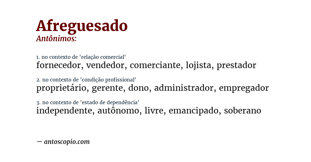 Antônimo de afreguesado