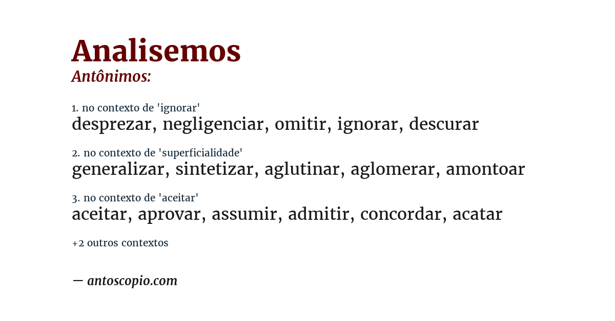 Antônimo de analisemos
