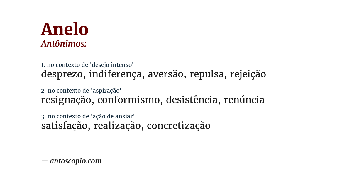 Antônimo de anelo