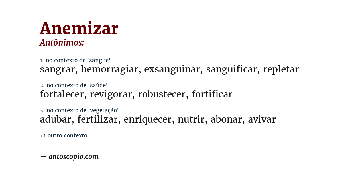 Antônimo de anemizar