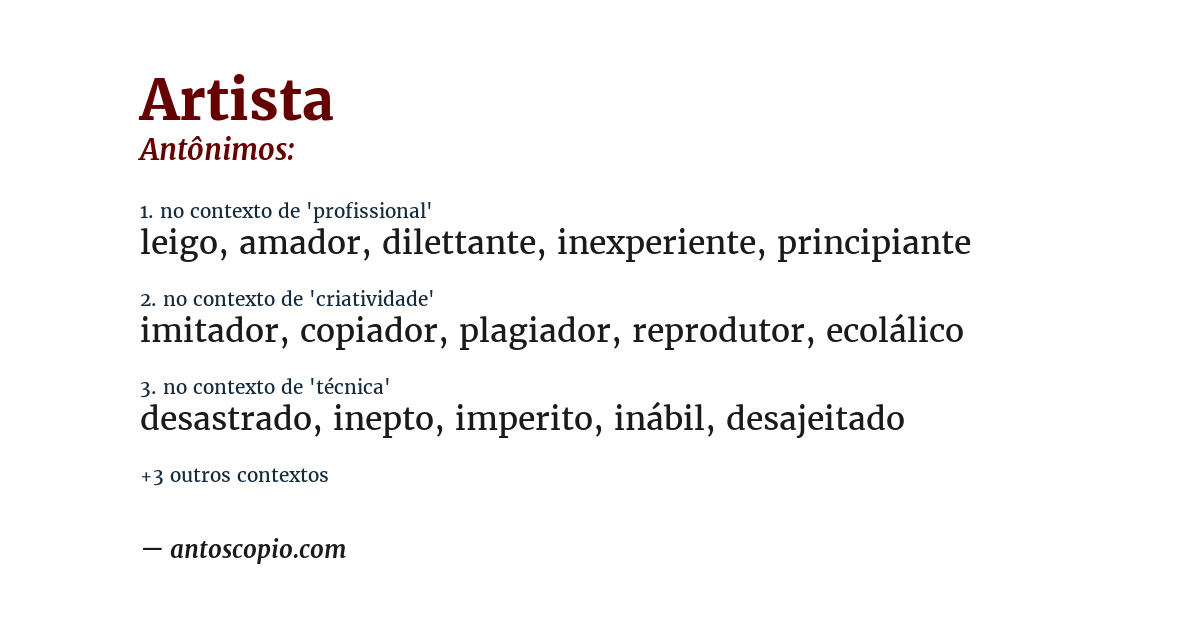 Antônimo de artista