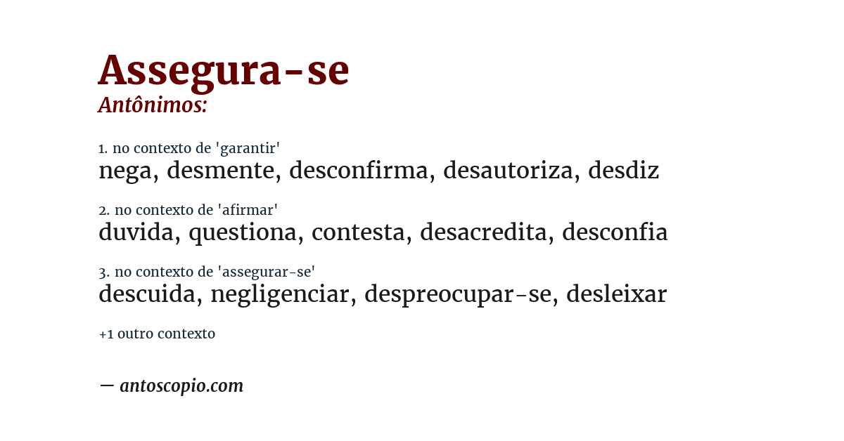 Antônimo de assegura-se