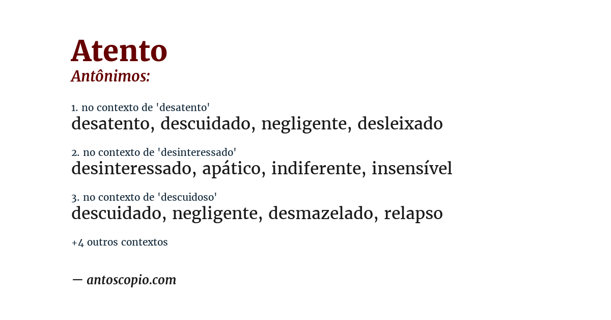 Antônimo de atento