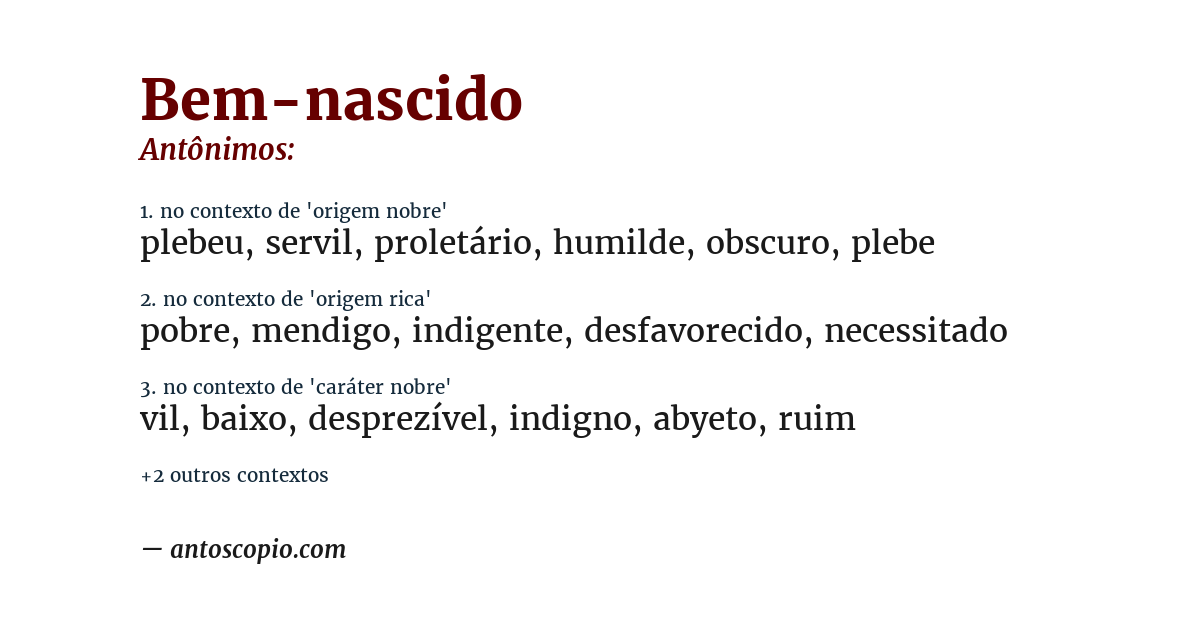 Antônimo de bem-nascido