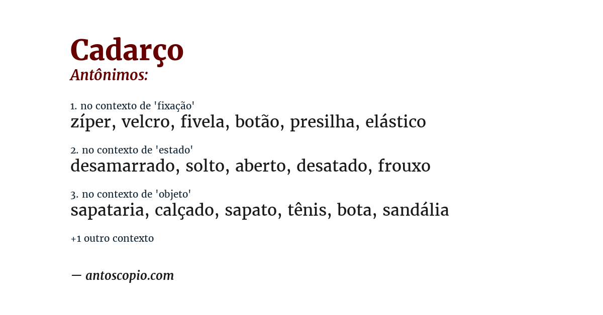 Antônimo de cadarço