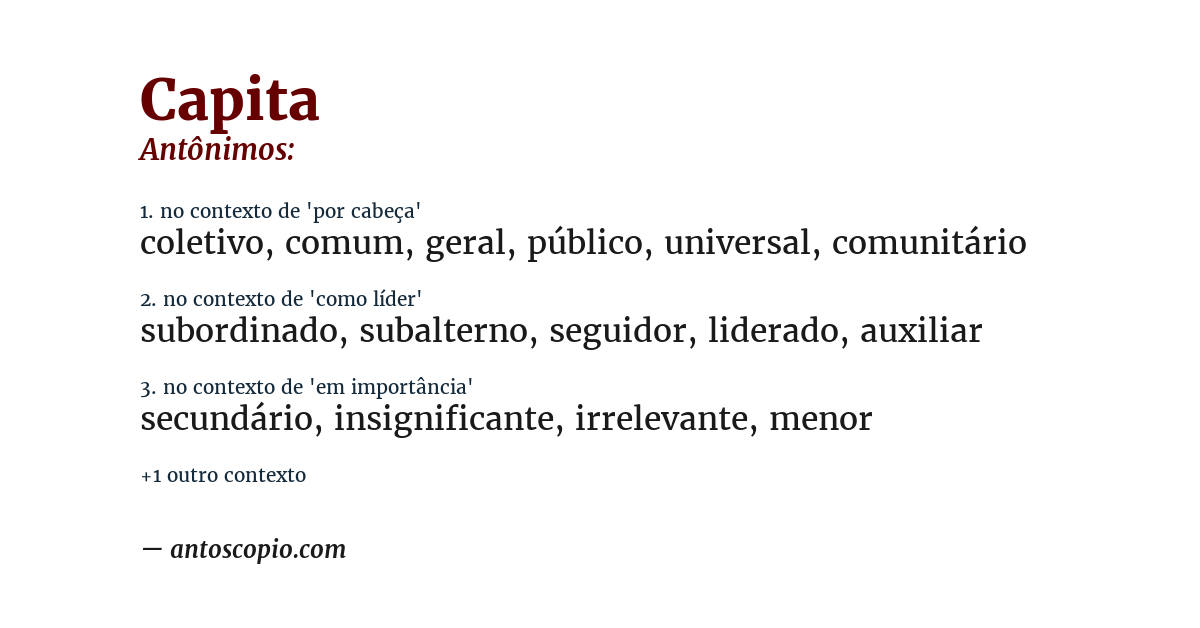 Antônimo de capita