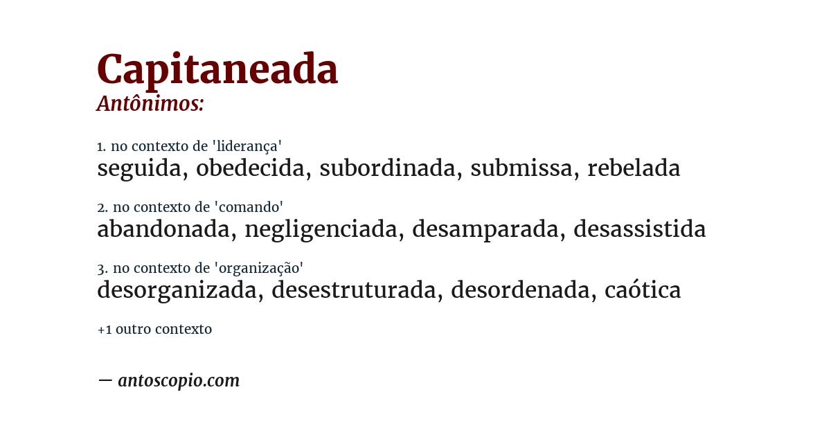 Antônimo de capitaneada
