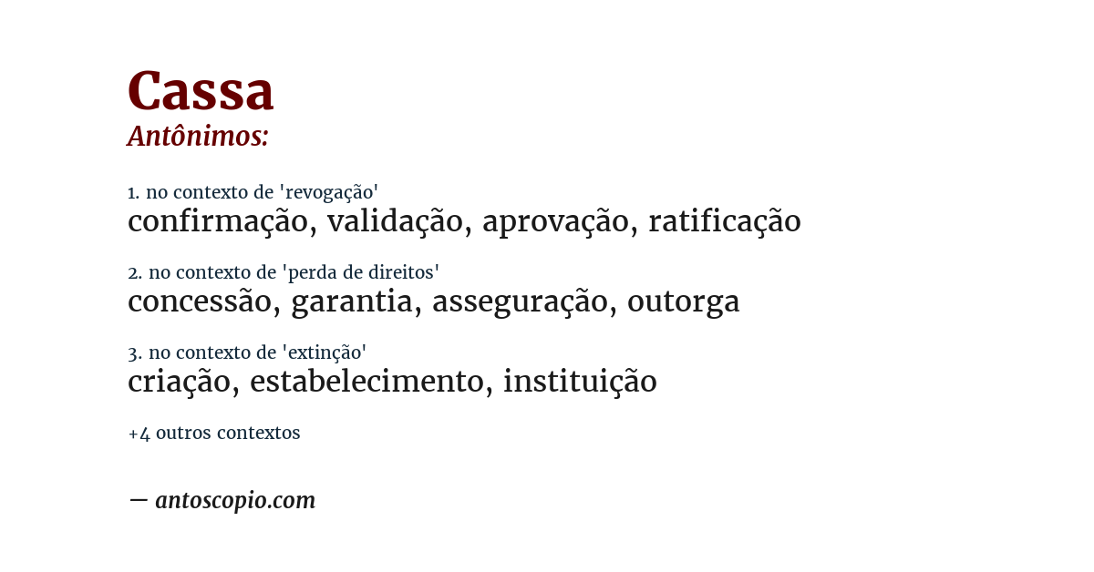 Antônimo de cassa