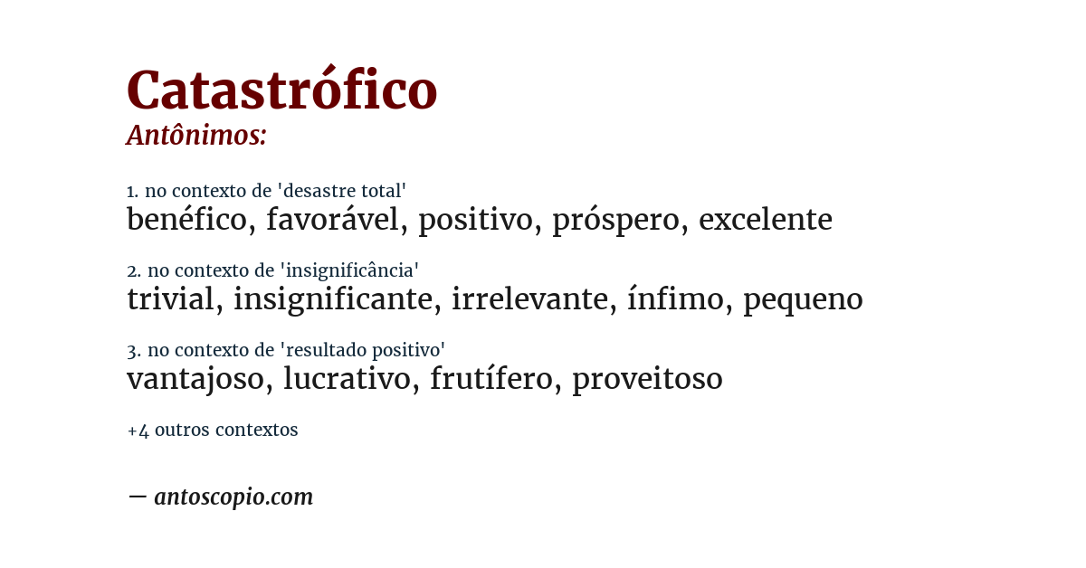 Antônimo de catastrófico