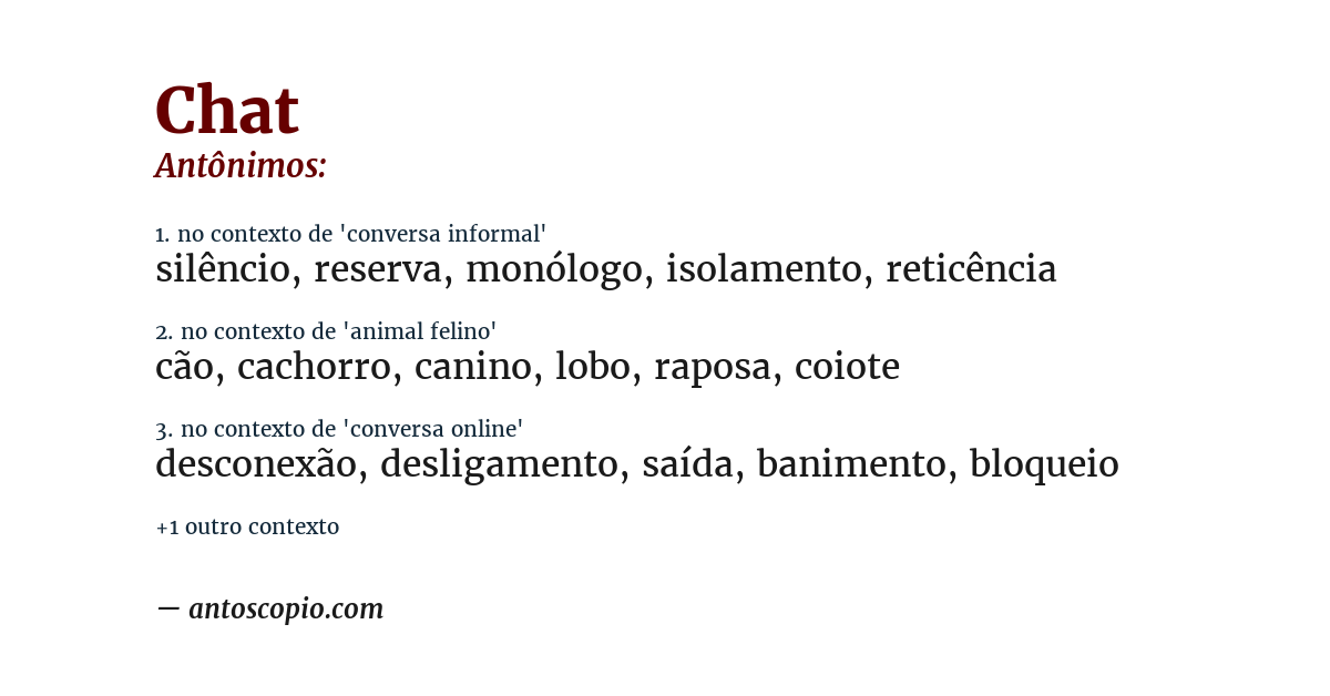 Antônimo de chat