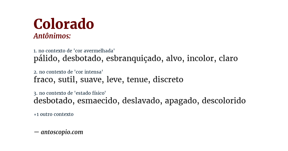 Antônimo de colorado