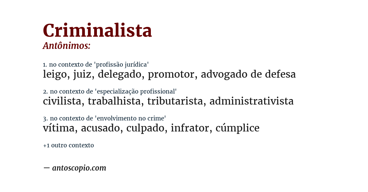 Antônimo de criminalista
