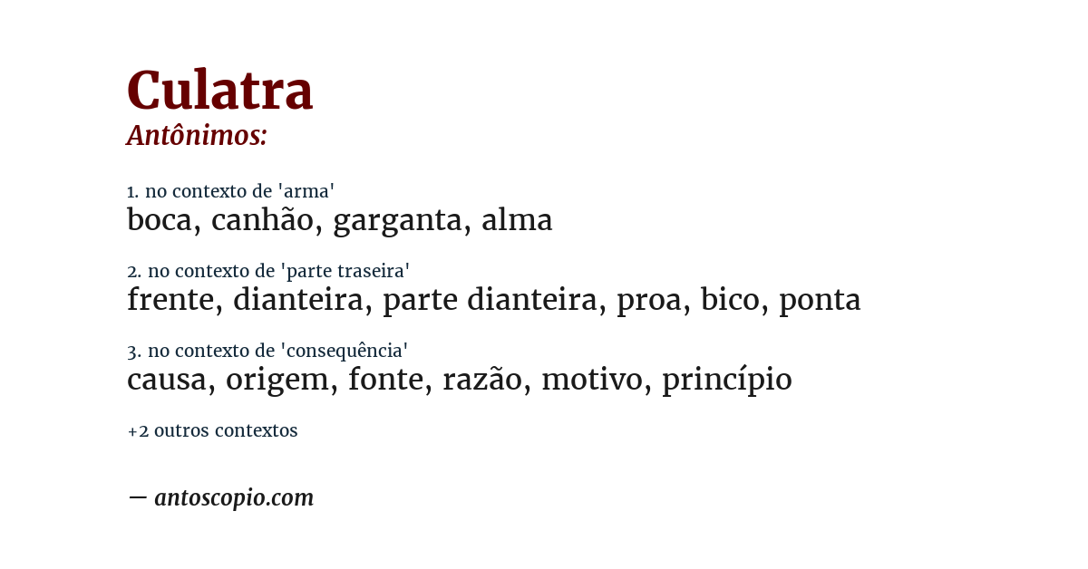 Antônimo de culatra