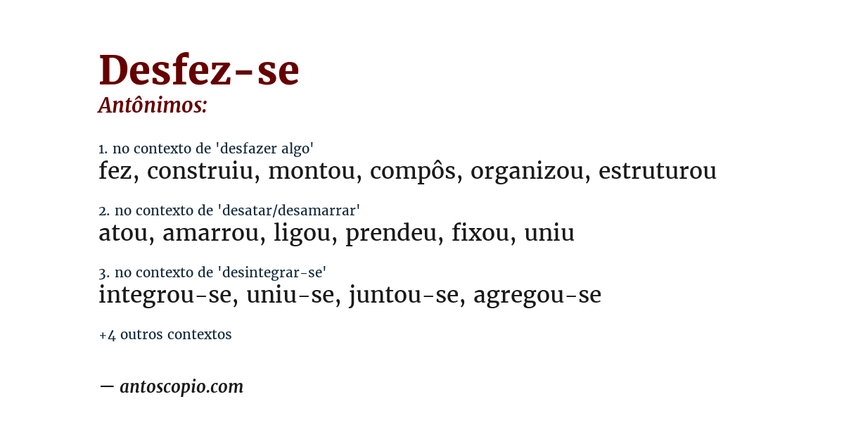 Antônimo de desfez-se