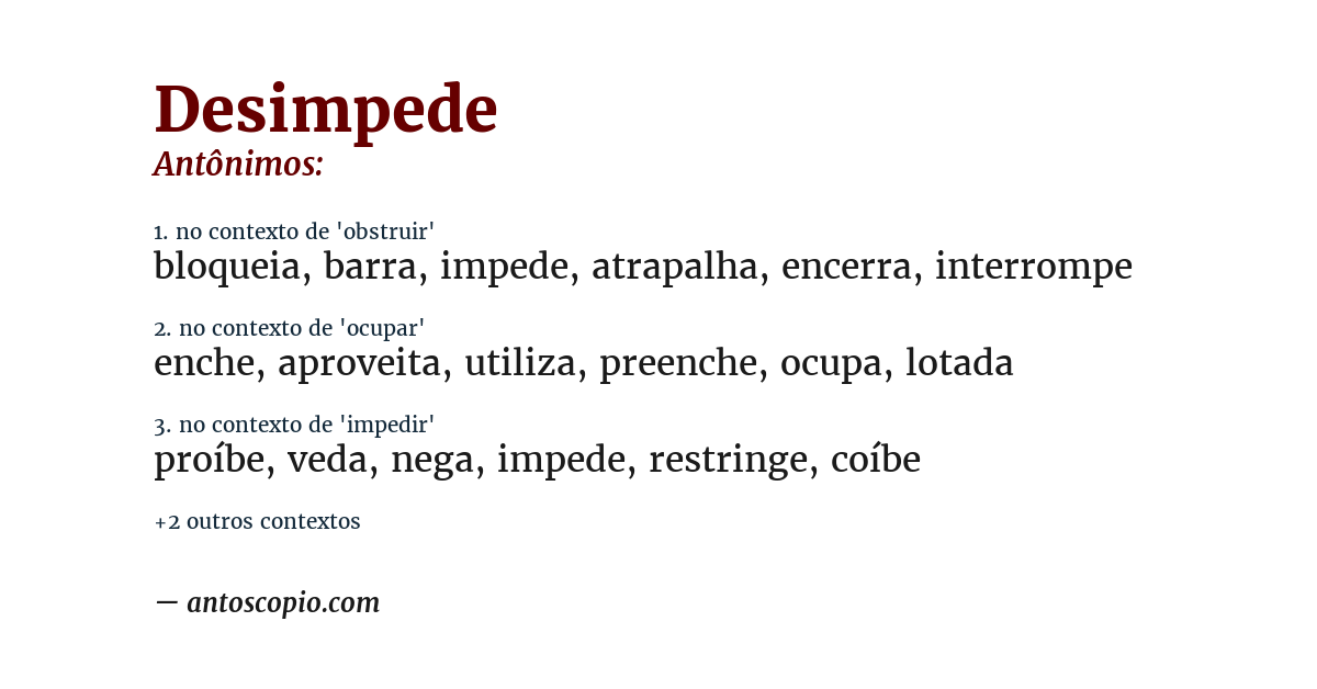 Antônimo de desimpede
