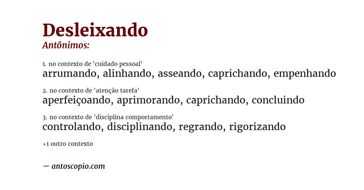 Antônimo de desleixando