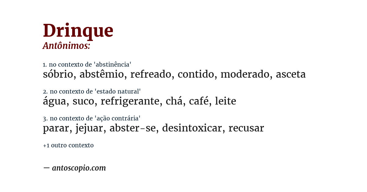 Antônimo de drinque