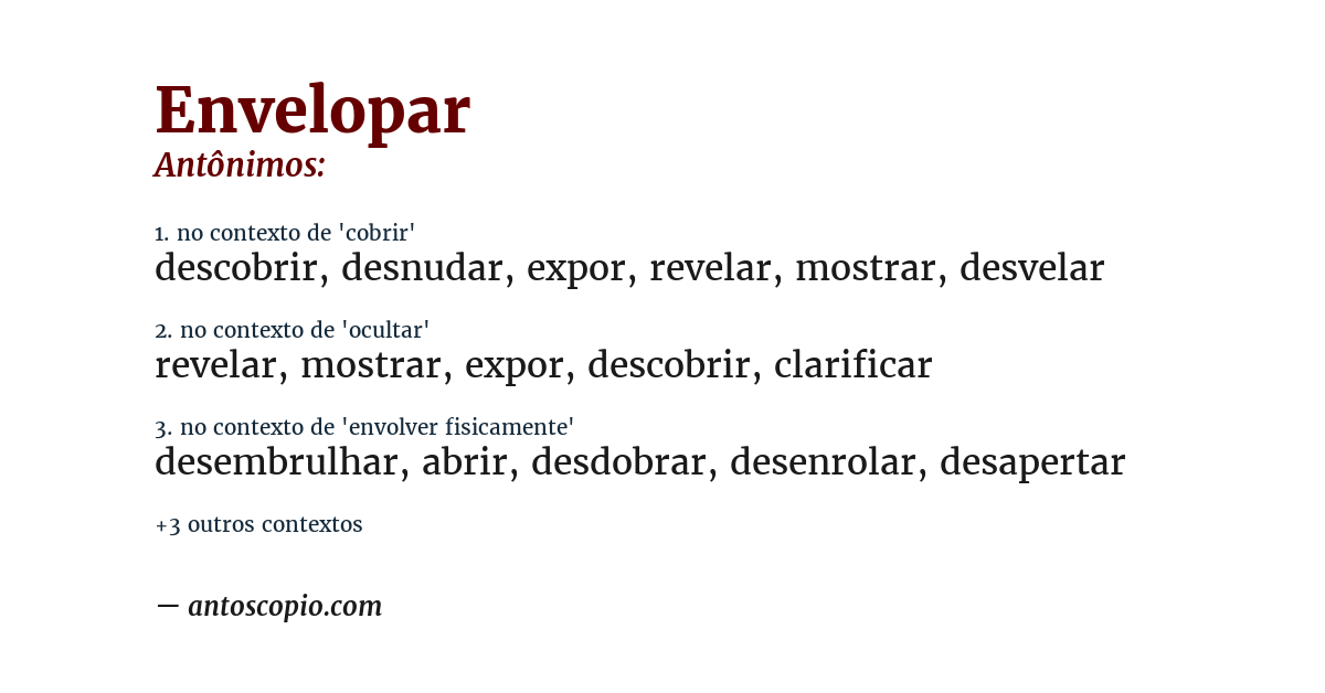 Antônimo de envelopar