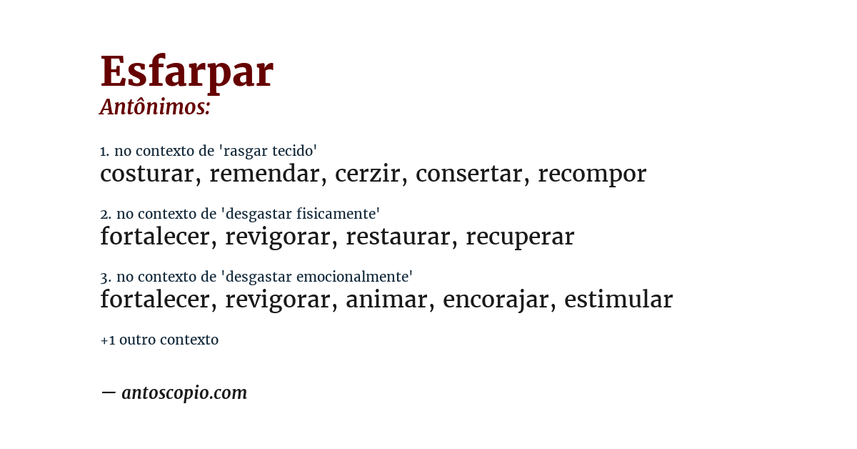 Antônimo de esfarpar