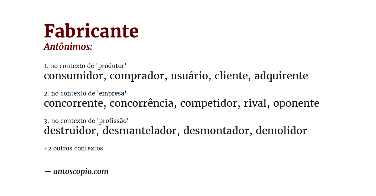 Antônimo de fabricante