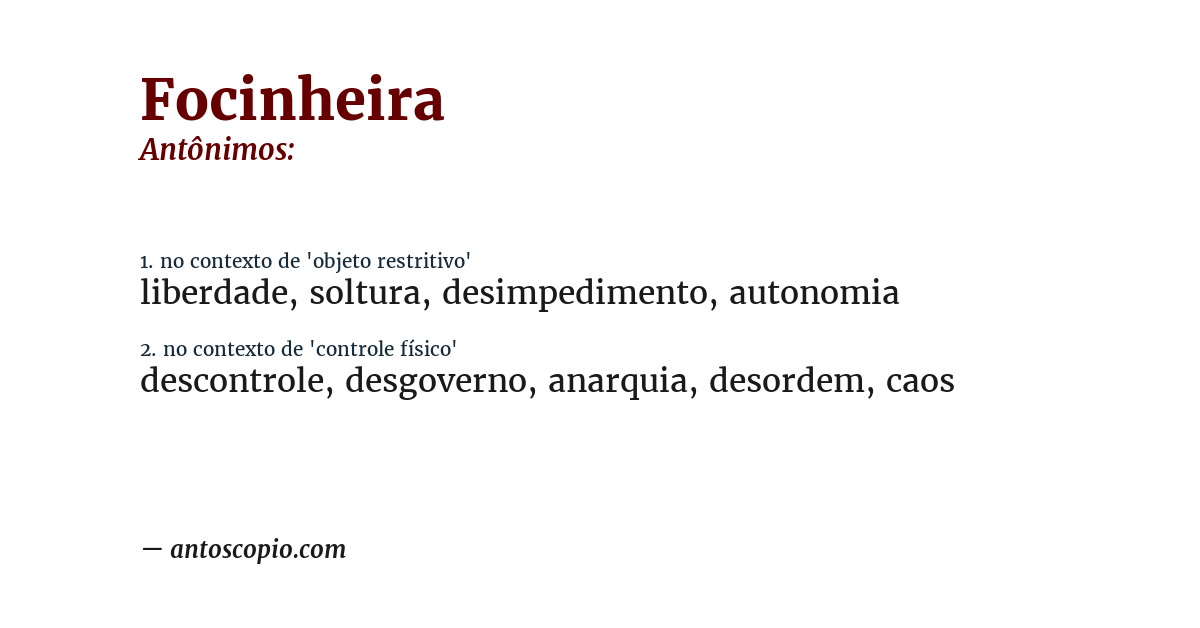 Antônimo de focinheira