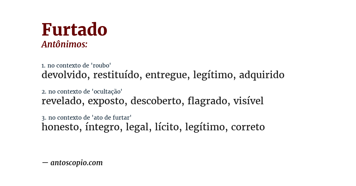 Antônimo de furtado