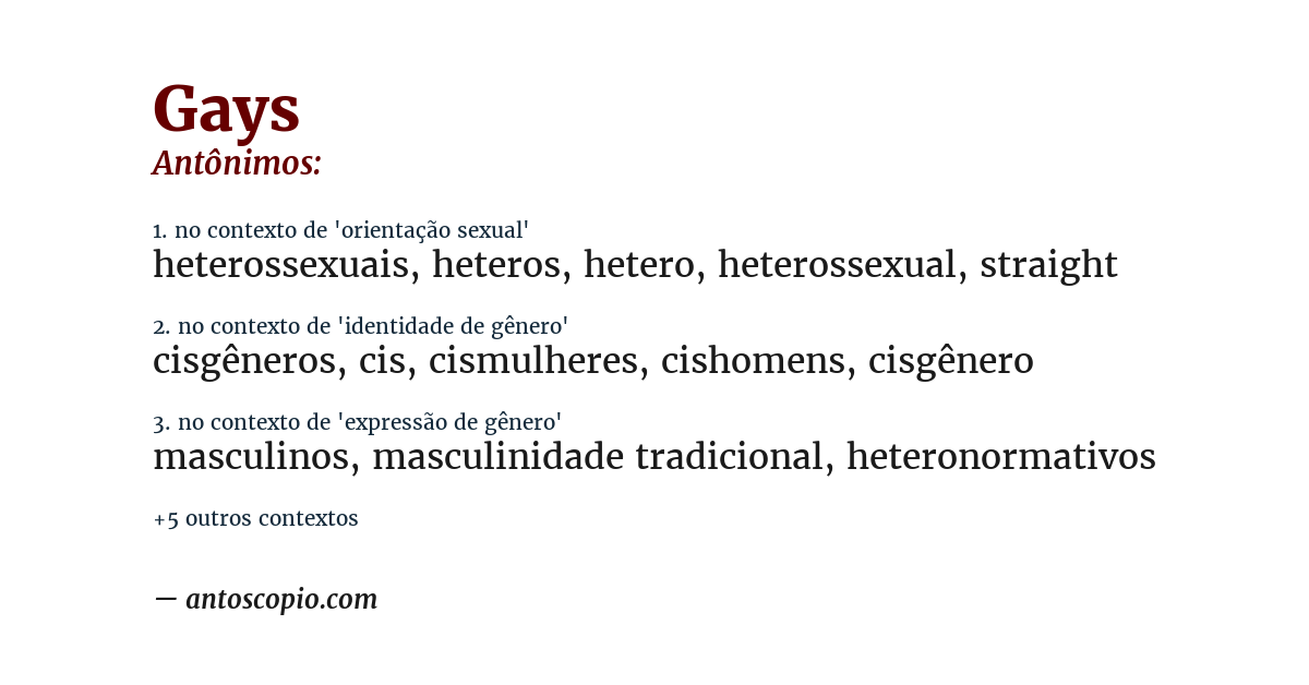Antônimo de gays