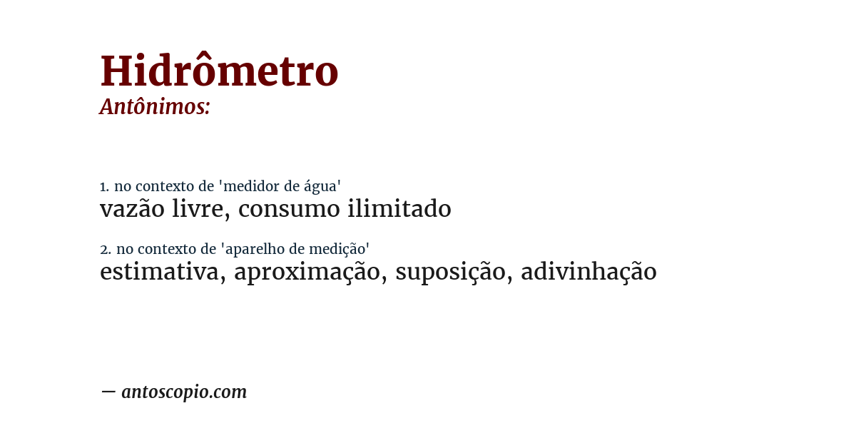 Antônimo de hidrômetro