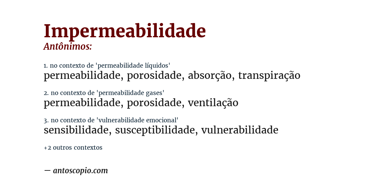 Antônimo de impermeabilidade