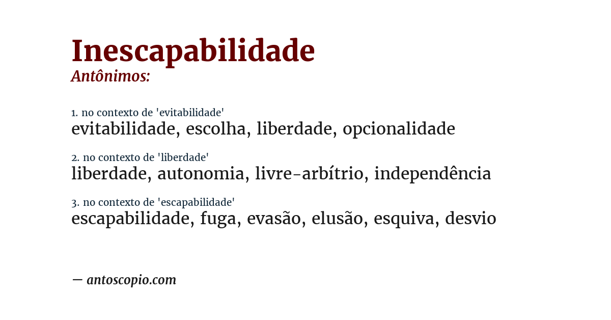 Antônimo de inescapabilidade