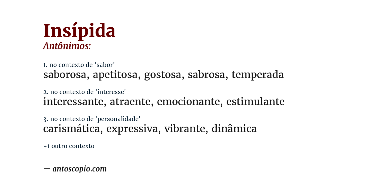 Antônimo de insípida