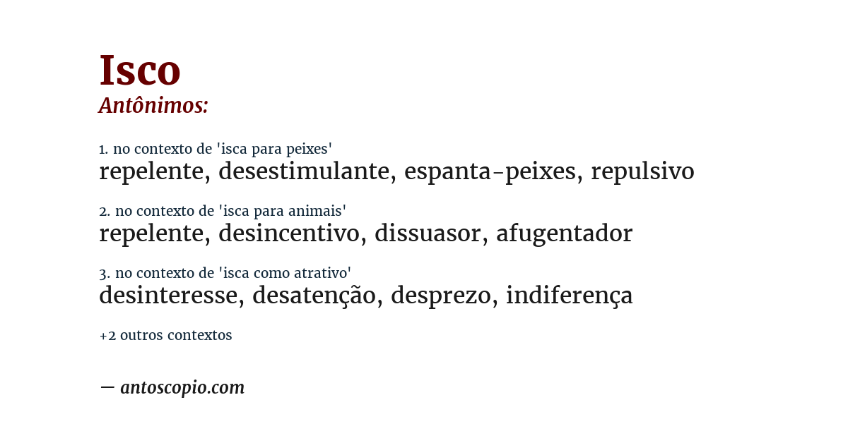 Antônimo de isco
