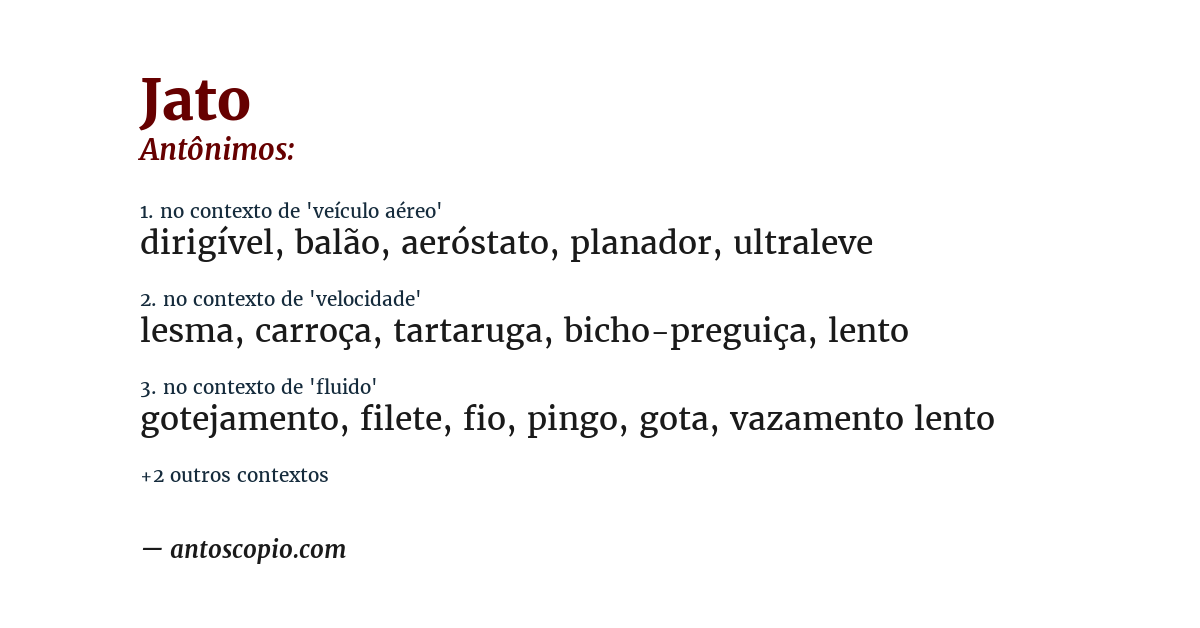 Antônimo de jato