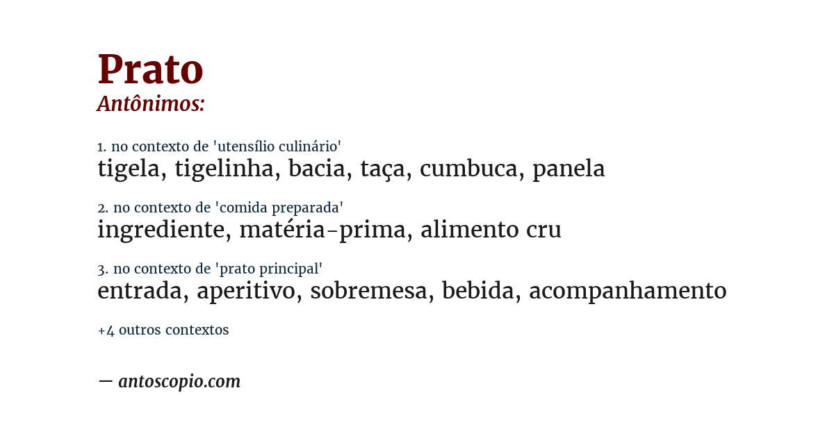Antônimo de prato