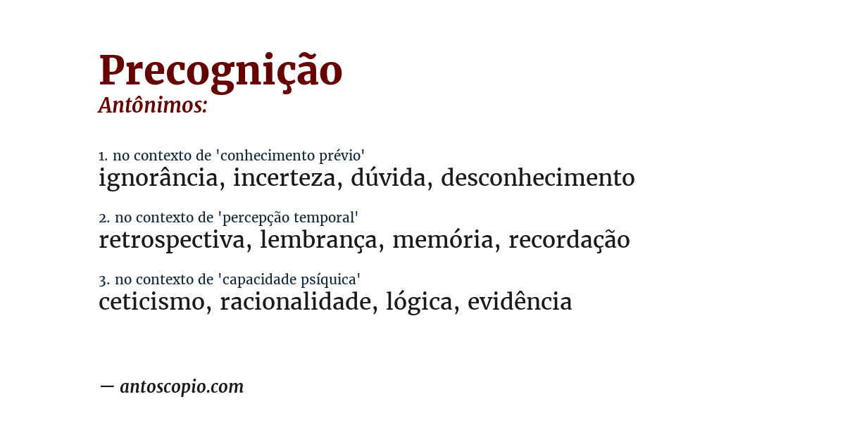 Antônimo de precognição