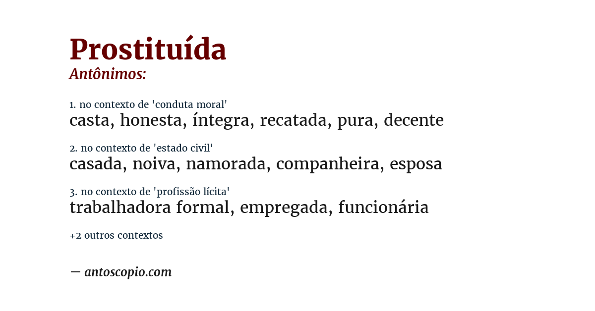 Antônimo de prostituída