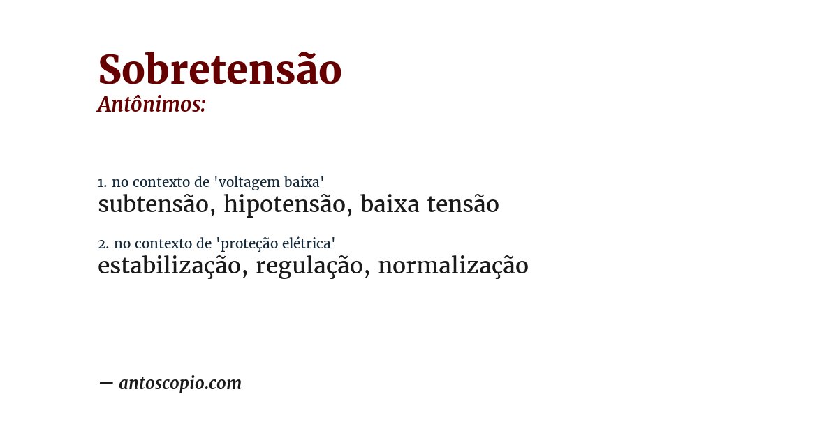 Antônimo de sobretensão