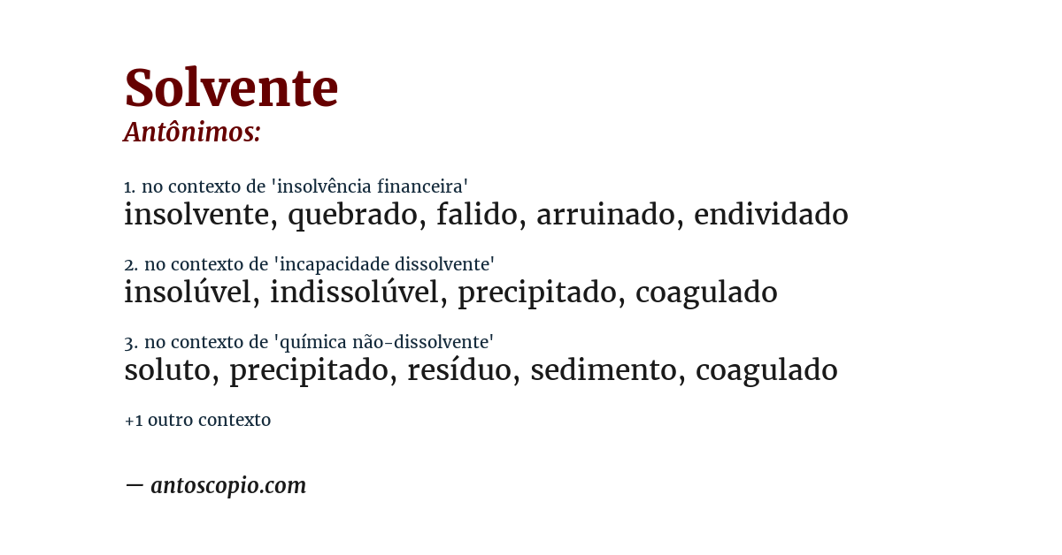 Antônimo de solvente
