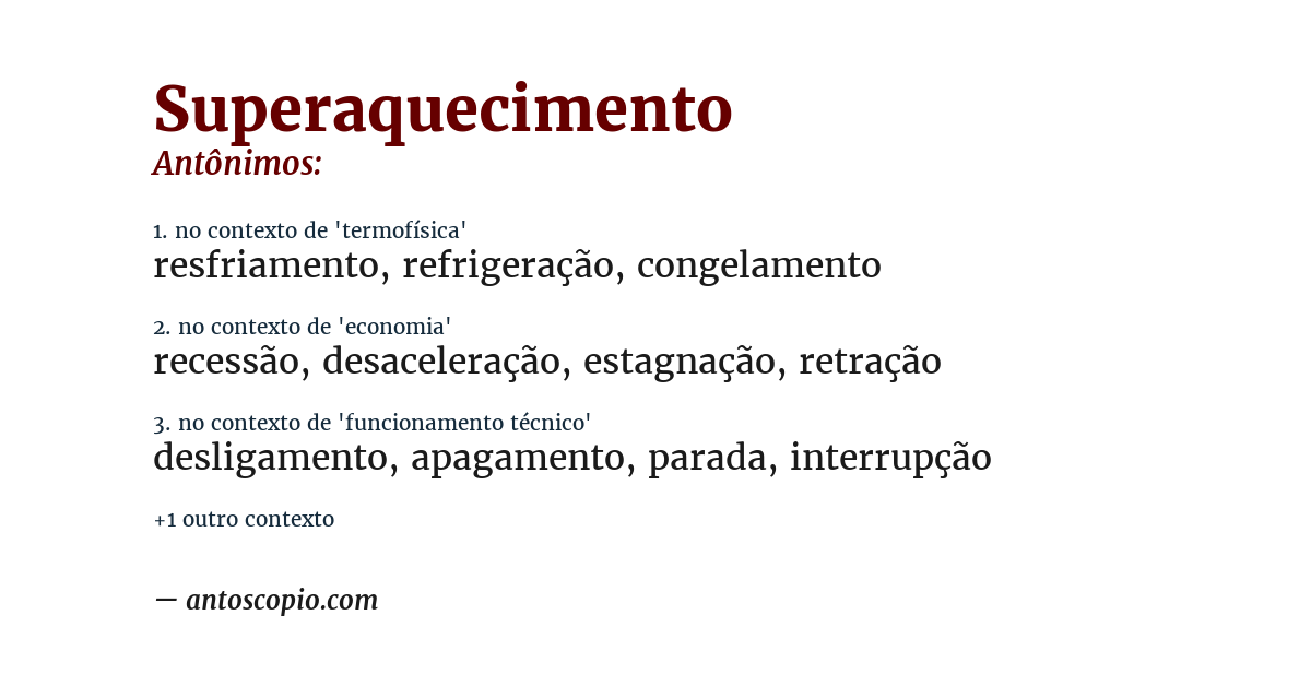 Antônimo de superaquecimento