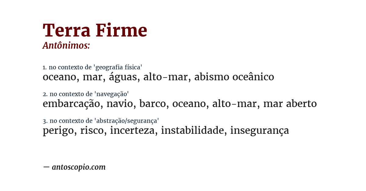 Antônimo de terra firme