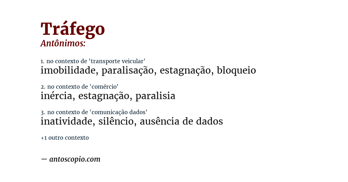 Antônimo de tráfego