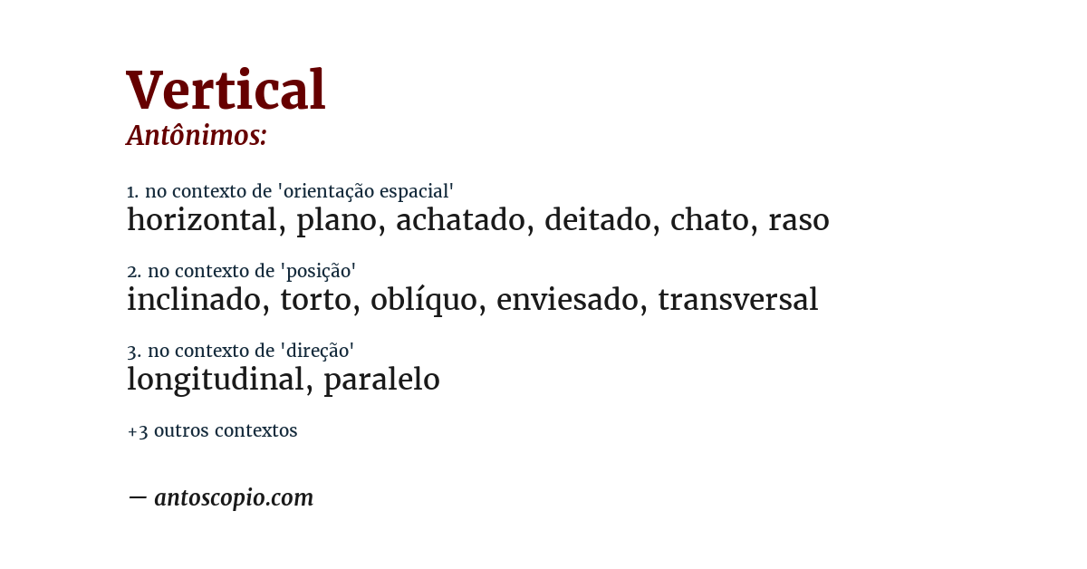Antônimo de vertical