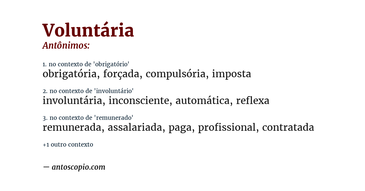 Antônimo de voluntária