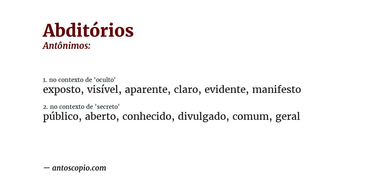 Antônimo de abditórios