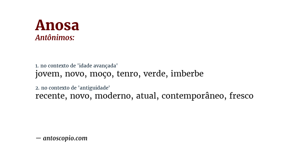 Antônimo de anosa