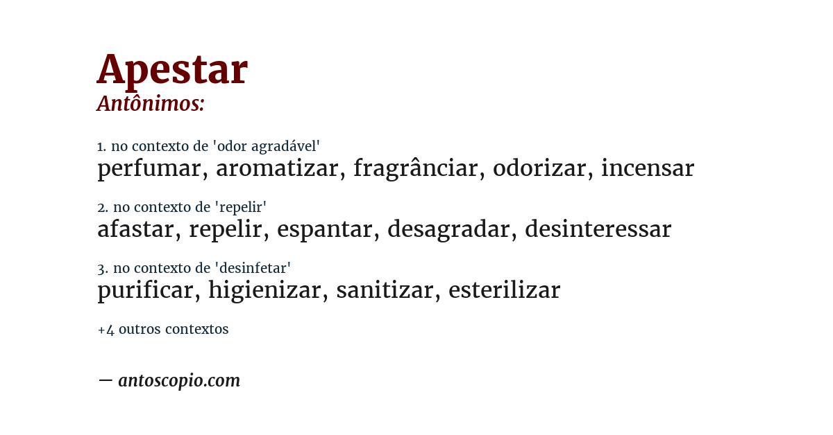 Antônimo de apestar