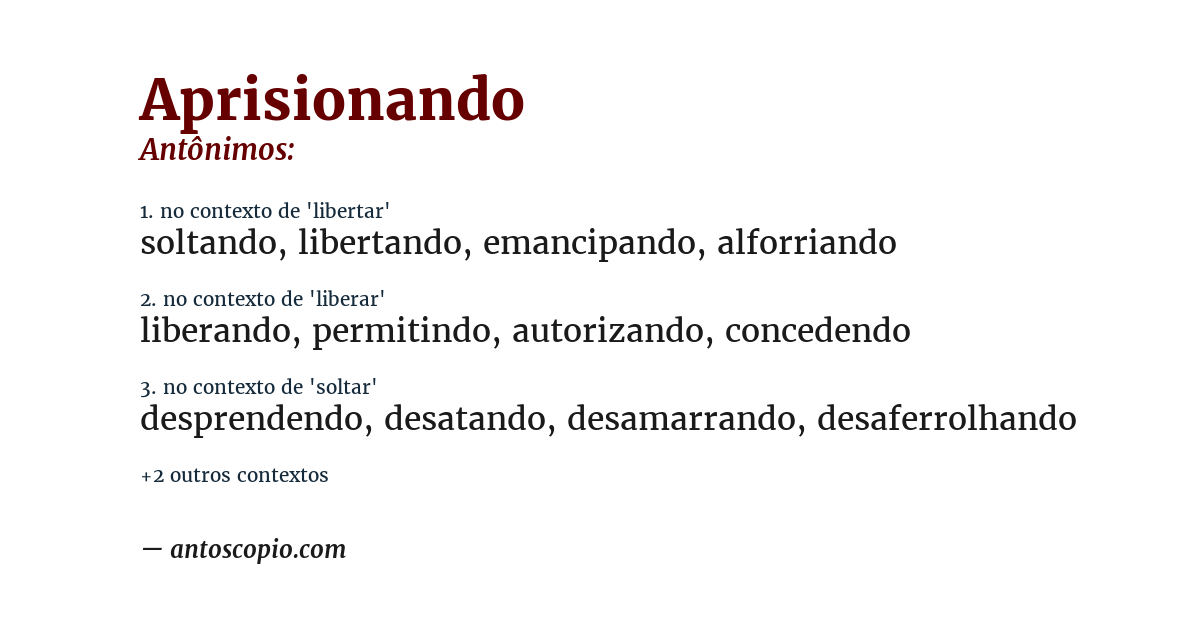 Antônimo de aprisionando