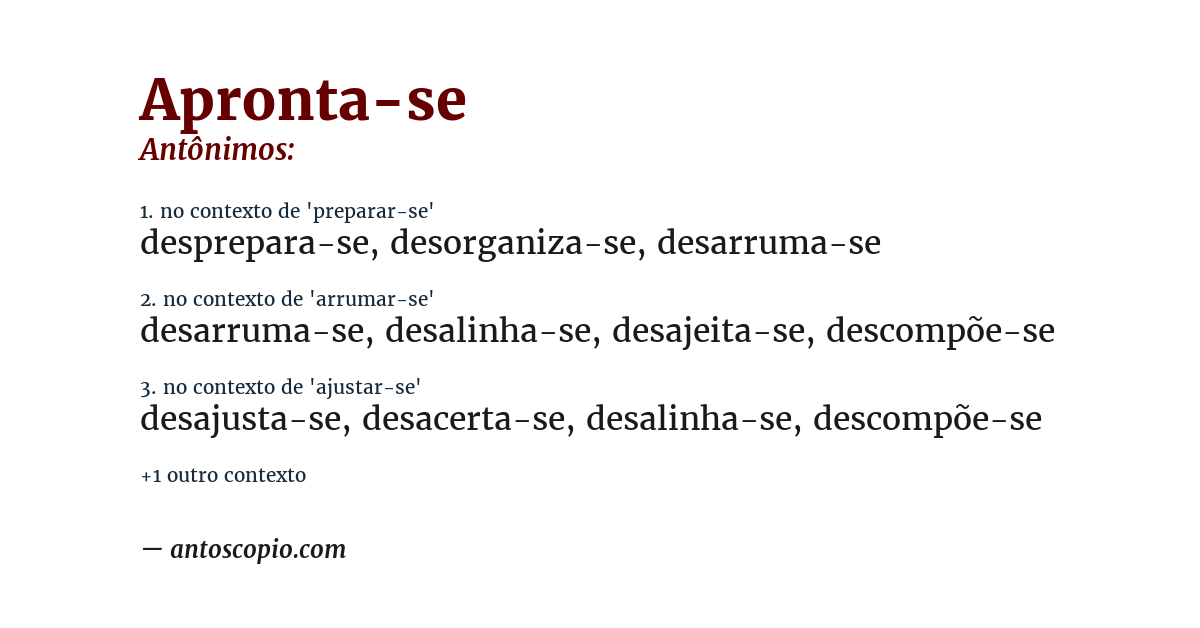 Antônimo de apronta-se